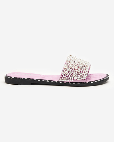 Women's slippers with pearls in purple Loppo - Footwear