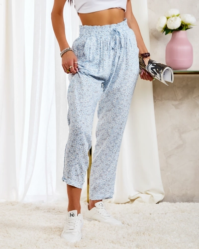 Royalfashion Blue women's cotton floral pants