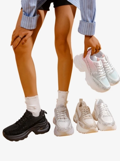Royalfashion Women's sports sneakers with rhinestones Bloss
