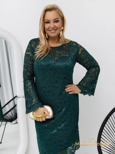 Lav dame midi blondekjole med vide ærmer Kiss Star