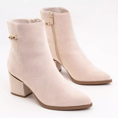 OUTLET Ladies' beige boots on a low post Morax - Footwear