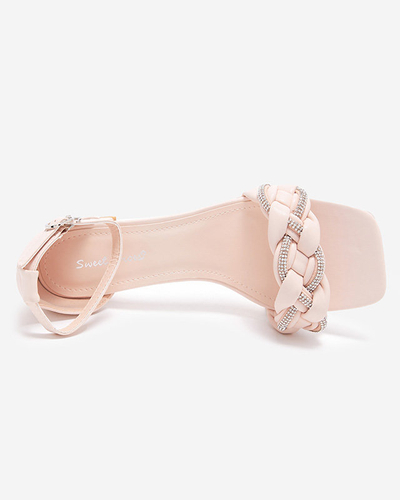 OUTLET Beige and pink women's sandals on the Marienka post - Footwear
