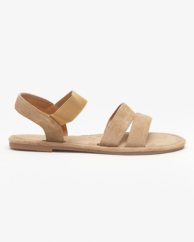 Light brown women's eco-suede flat sandals Nerina - Footwear