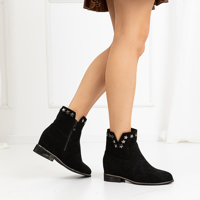 Melni eko zamšādas puszābaki ar slēptu ķīli Mni- Shoes