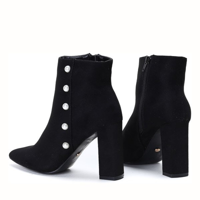 Black boots with pearls on a high post Maya - Footwear