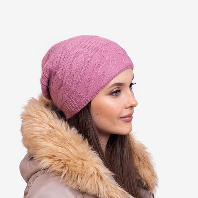 Dark pink warm ladies double layer hat - Accessories