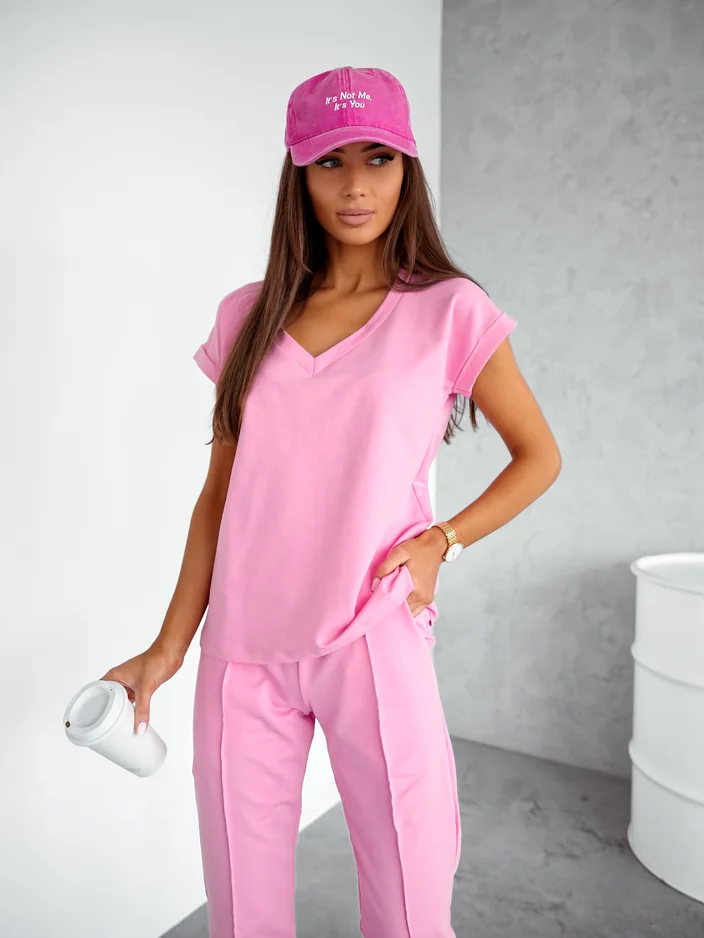 Royalfashion Women's cotton casual set with short sleeves