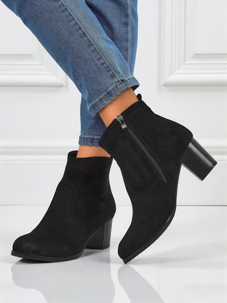 Women's Eco-Suede Heeled Ankle Boots Crimson Echo