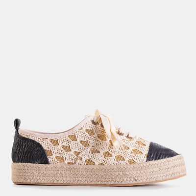 Beige women's sneakers a'la espadrilles Xaren - Footwear