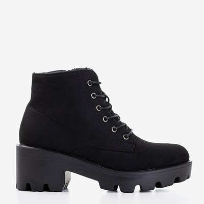 Black flat-heeled lace-up ankle boots Buster - Footwear