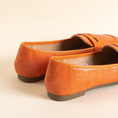 Orange women's moccasins with Satoko embossing - Shoes