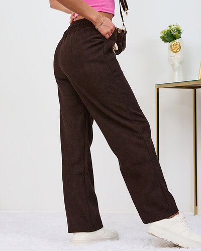 Royalfashion Warmed tumši brūnas velvetes bikses sievietēm