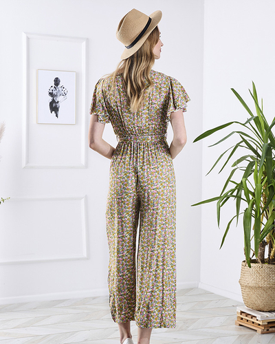 Colorful women's long floral jumpsuit - Clothing