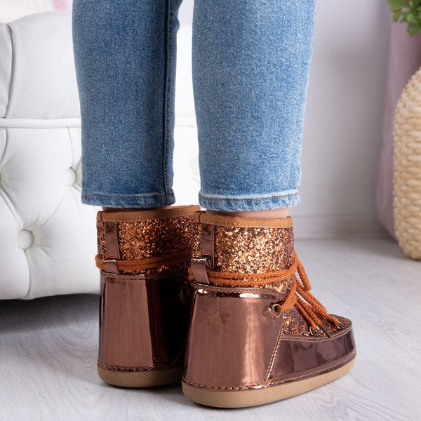 Brown Varsha Glitter Snow Boots - Footwear