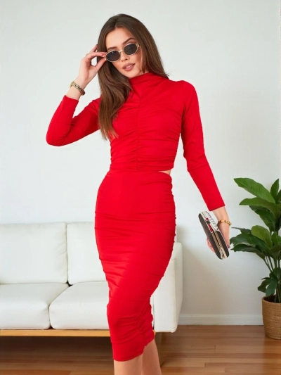 Royalfashion sieviešu zīda vidēji garš svārki