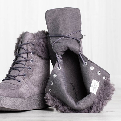 Gray platform snow boots with Majuna fur trim - Footwear