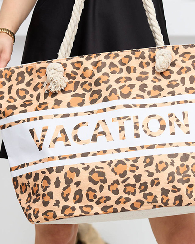Women's camel leopard beach handbag - Accessories