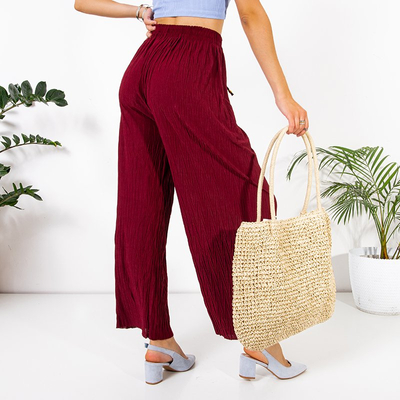 Loose burgundy knitted palazzo trousers - Clothing