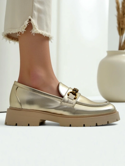 Royalfashion Женские мокасины с золотым покрытием Goldlove