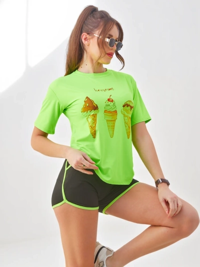 Женский спортивный комплект Royalfashion с футболкой и шортами «Мороженое»