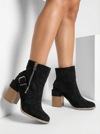 Royalfashion Black eco-suede women's high stiletto boots Acimra