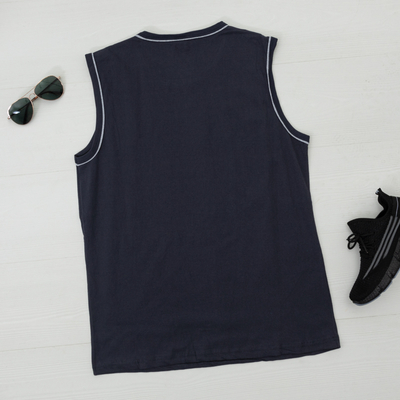 Cotton dark gray men's sleeveless T-shirt - Clothing