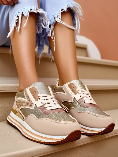 Royalfashion Sieviešu sneakers ar mirdzumu Borovis