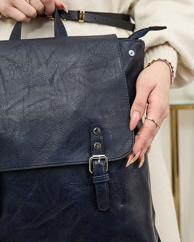 Royalfashion Navy blue large women's eco-leather backpack