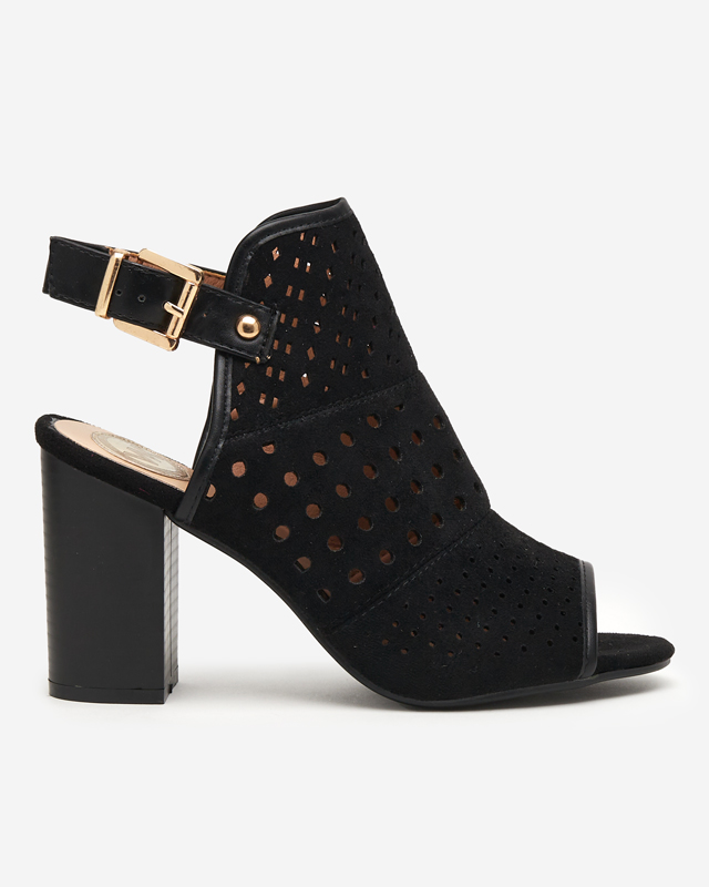 Black openwork women's sandals on the post Kholi - Footwear