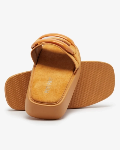 Brown women's flip-flops in eco-suede Omve - Footwear