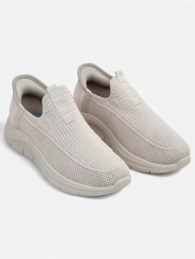 Aurelia Comfort Beige Slip On Women's Flat Heel Fabric Shoes