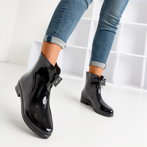 Ladies 'black rain boots with a Maiya bow - Footwear