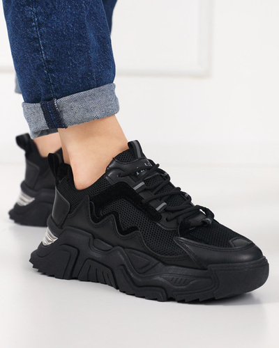 OUTLET Black women's sports shoes sneakers with mesh Dewinso - Footwear