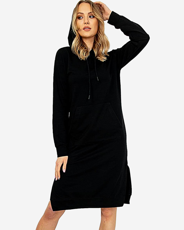 Black knee-length sweatshirt dress - Clothing
