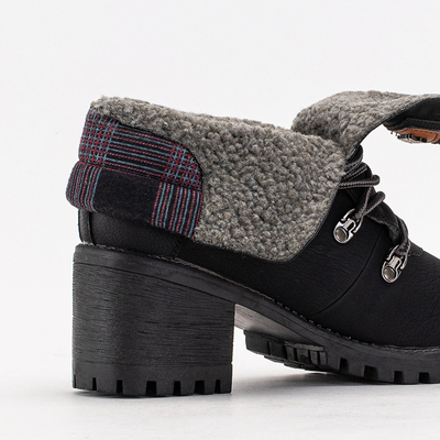 OUTLET Black women's boots on the post Royaltan - Footwear