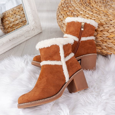 Winter boots with higher heels in Camel Fairi color - Footwear