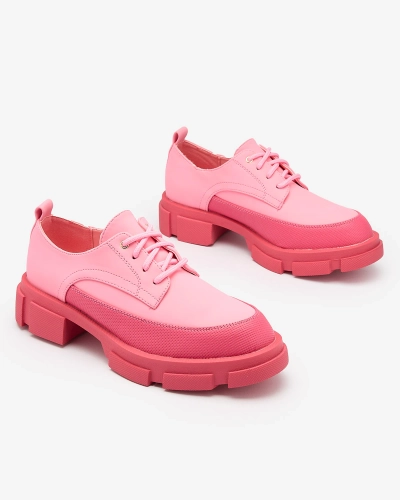 Royalfashion Pink Sieviešu matēti puspapēžu zābaki ar cietu zoli Trendy Chunky