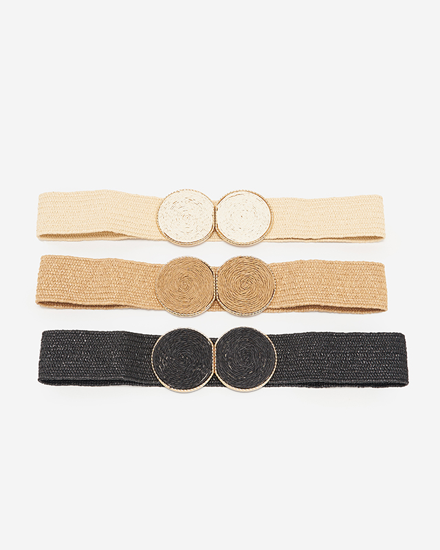 Women's Black Braided Elastic Belt - Accessories