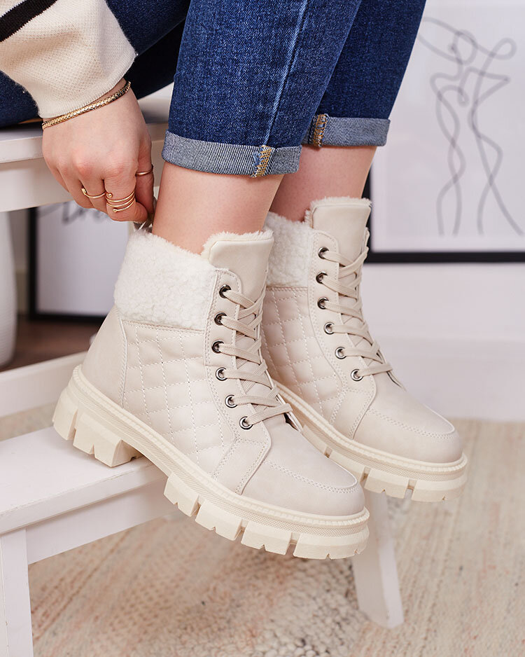 Royalfashion Beige women's insulated trapper boots Hogenaf