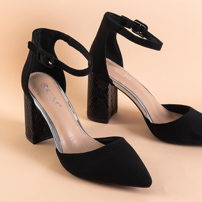 Black women's pumps on a higher post Asakie - Footwear