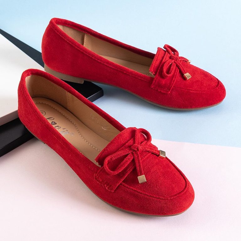Red women's moccasins with a bow Gasioa - Shoes