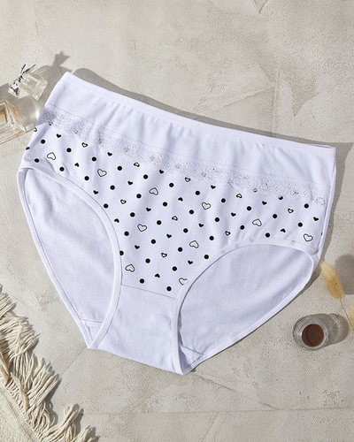 Белые хлопковые женские трусы с сердечками - Нижнее белье