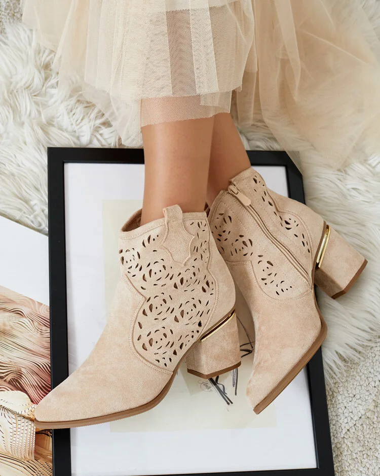 Royalfashion Ажурные ботинки на низкой шпильке Womir