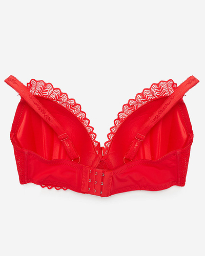 Красный женский кружевной бюстгальтер