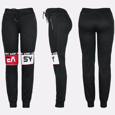 Black women's sweatpants with inscriptions - Pants 1