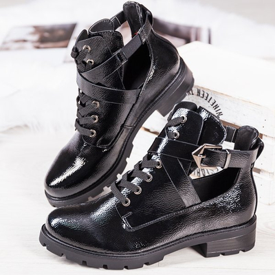 Black varnished ankle boots Ivone - Shoes 1