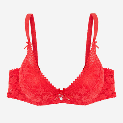 Women's red bra with lace - Underwear