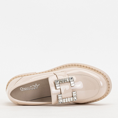 Beige women's shoes with Larri crystals - Footwear