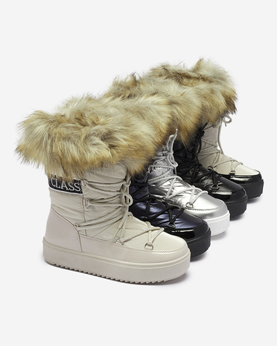 Sudraba krāsas sieviešu sniega zābaki ar kažokādu Lilitsa- Footwear