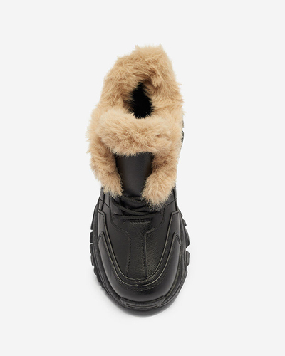 Black sports shoes for women with fur Flixi - Footwear